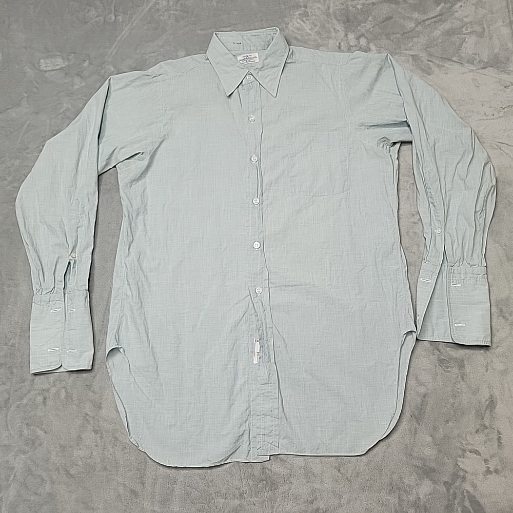 VTG Julius Garfinckel & Co Shirt Mens 15-2 Light Green Button Down Dress Work